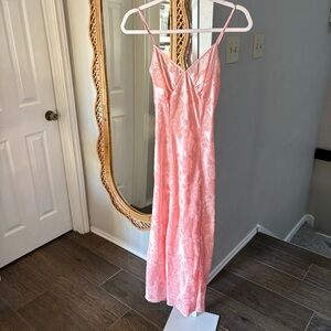Victoria’s Secret / Vintage Pink Floral High Slit Maxi Slip Lingerie Nightgown